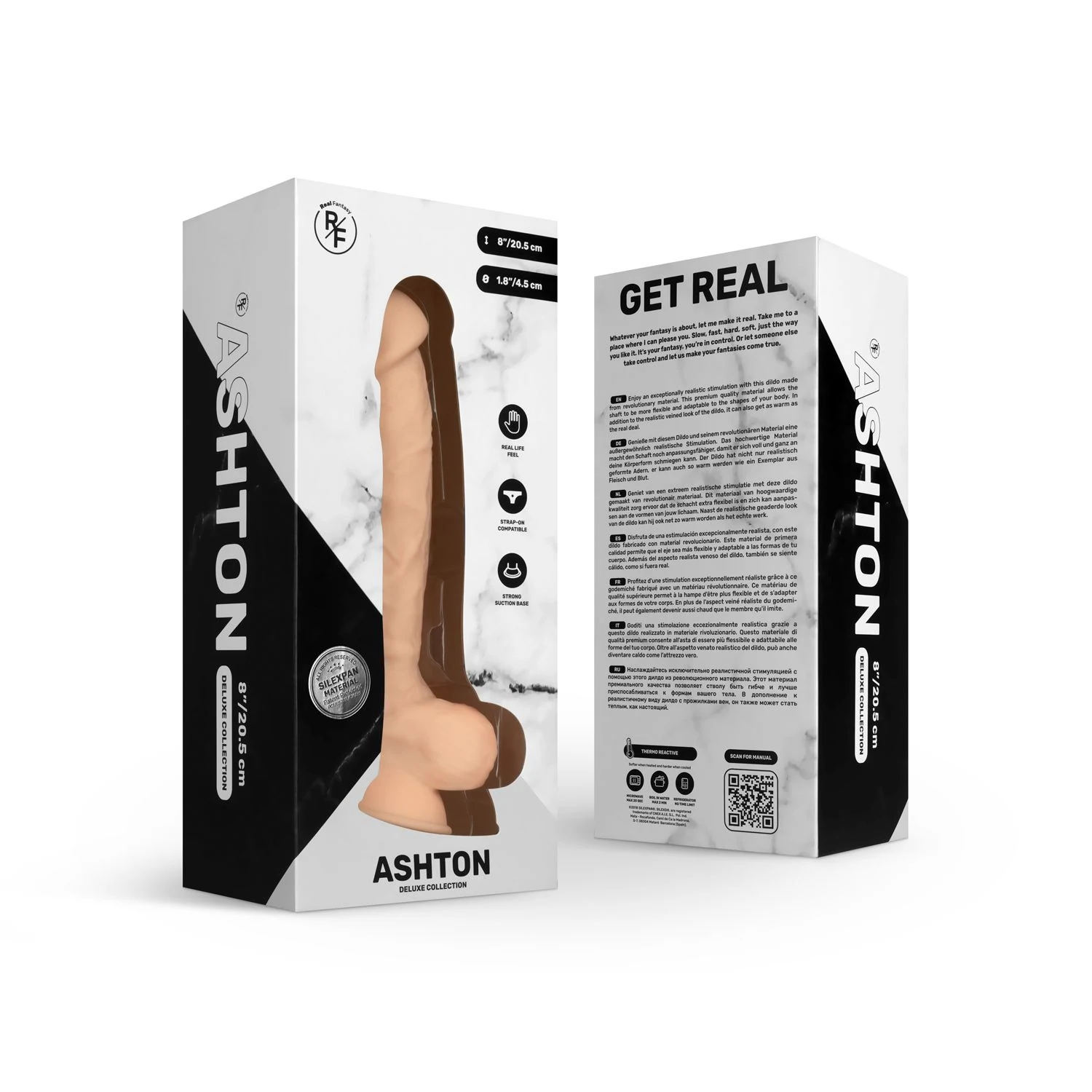 Realistischer Dildo 21 cm mit Saugnapf für glatte Oberflächen