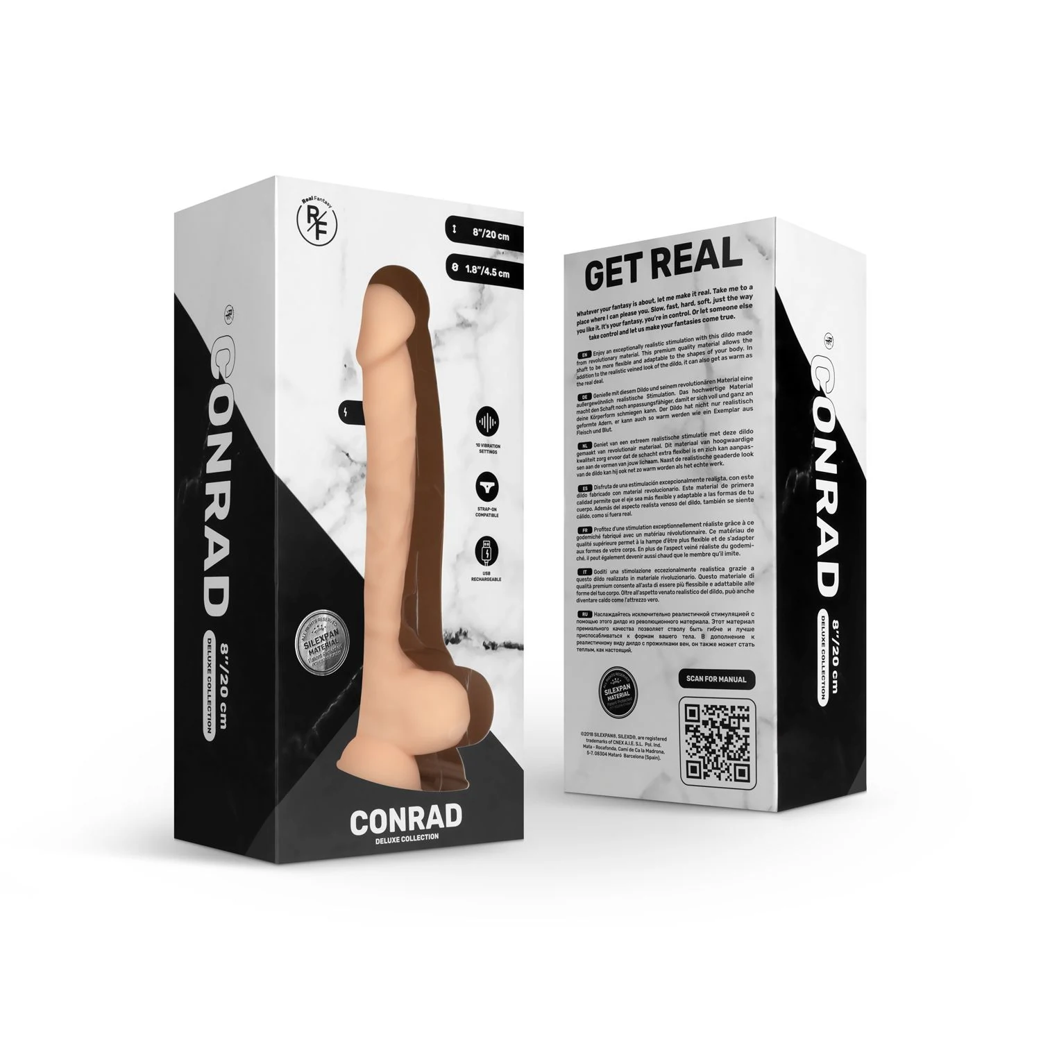 Beiger Conrad Dildo von Real Fantasy mit realistischer Aderung und geformter Eichel