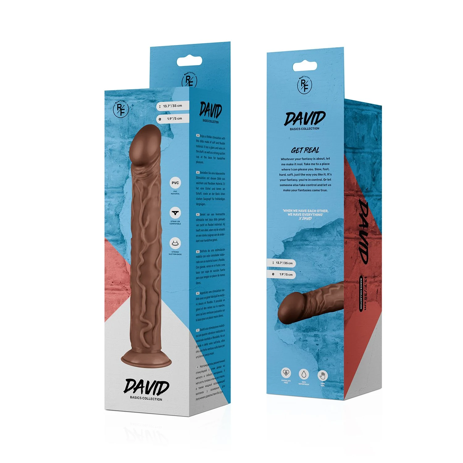 Real Fantasy Dildo David in Braun für vaginale und anale Penetration