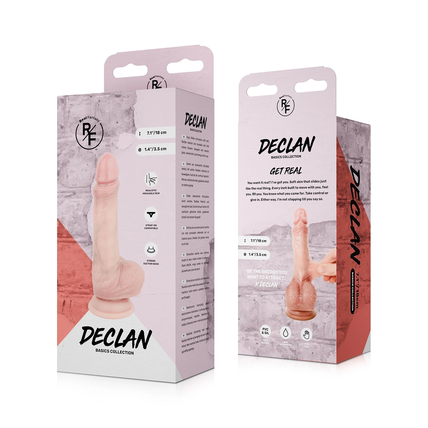 Realistischer Dildo mit Hoden und Saugnapfbasis, Modell Declan