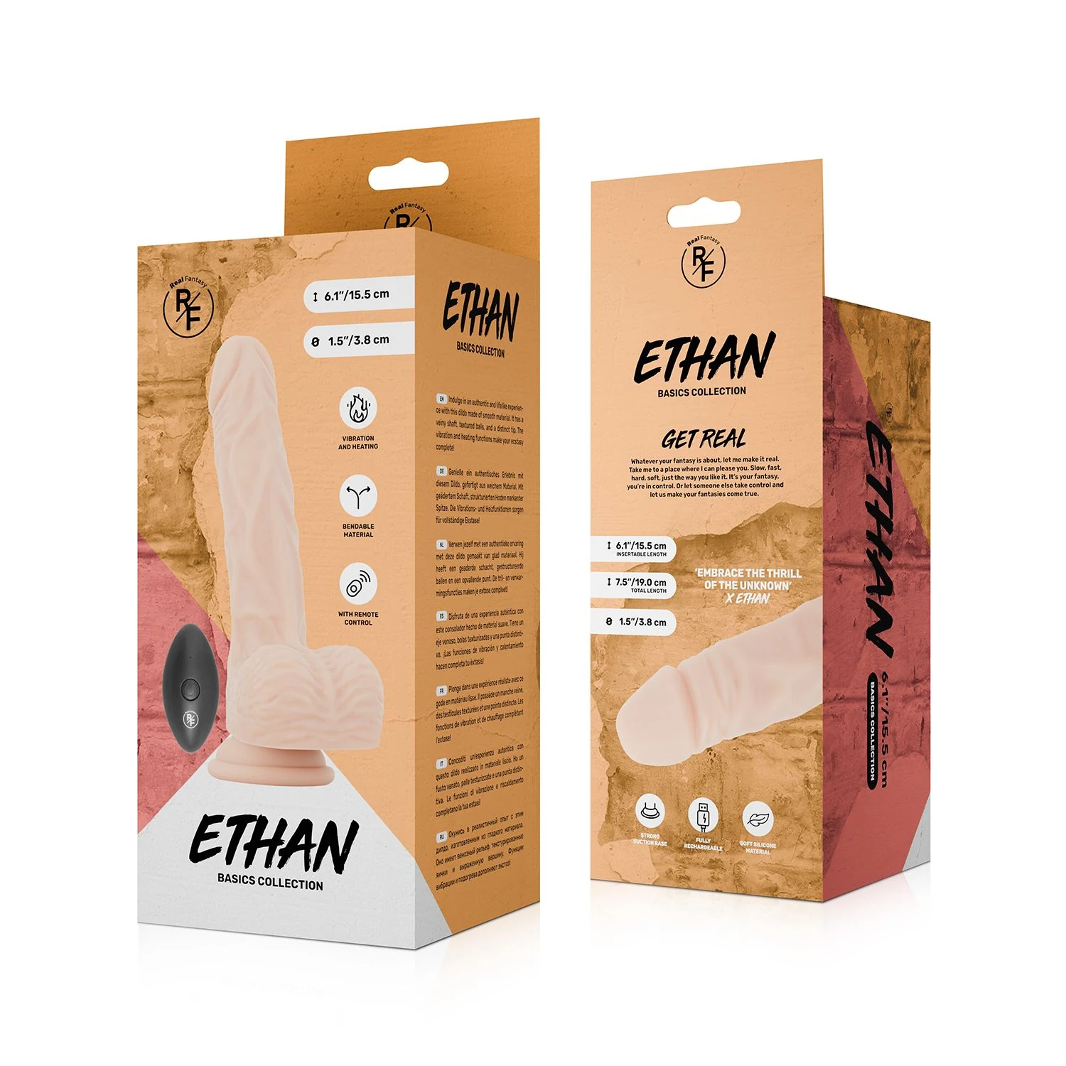Ethan heizender Vibrator Dildo mit 155 mm Einführtiefe und großer Größe