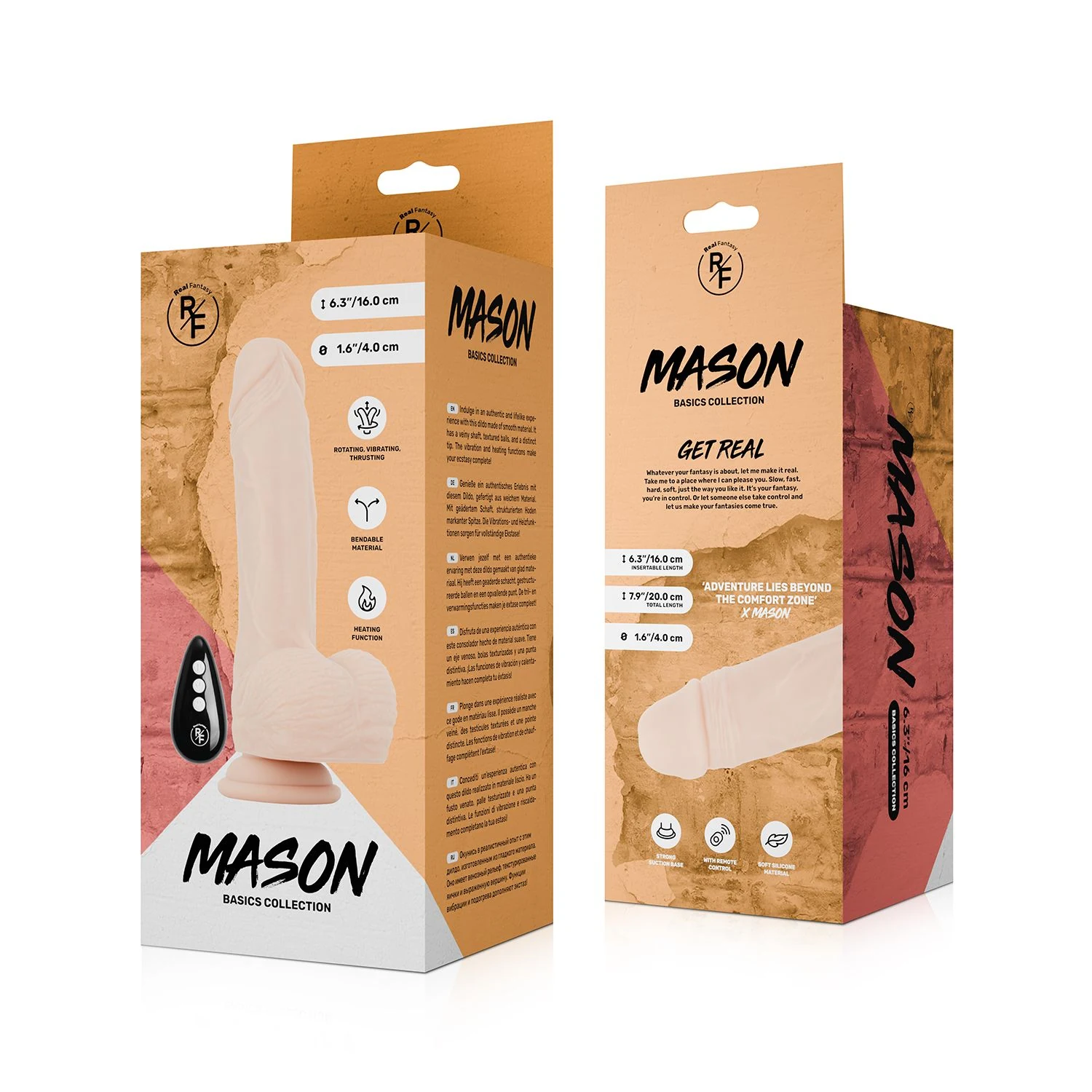 Real Fantasy Mason heizbarer Dildo mit weichem Material und Saugnapf