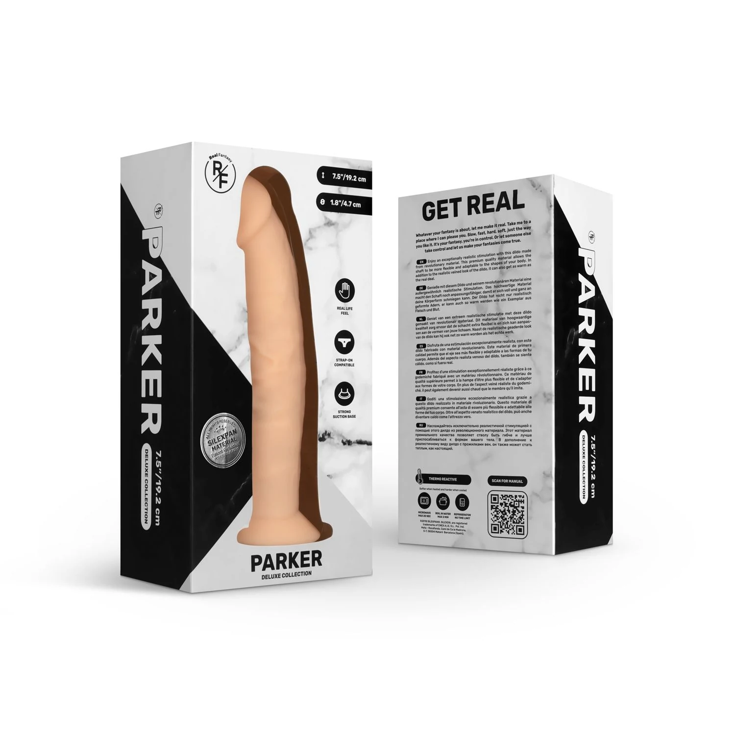 Beigefarbener realistischer Dildo aus Silikon und Silexpan mit flexiblem Kern