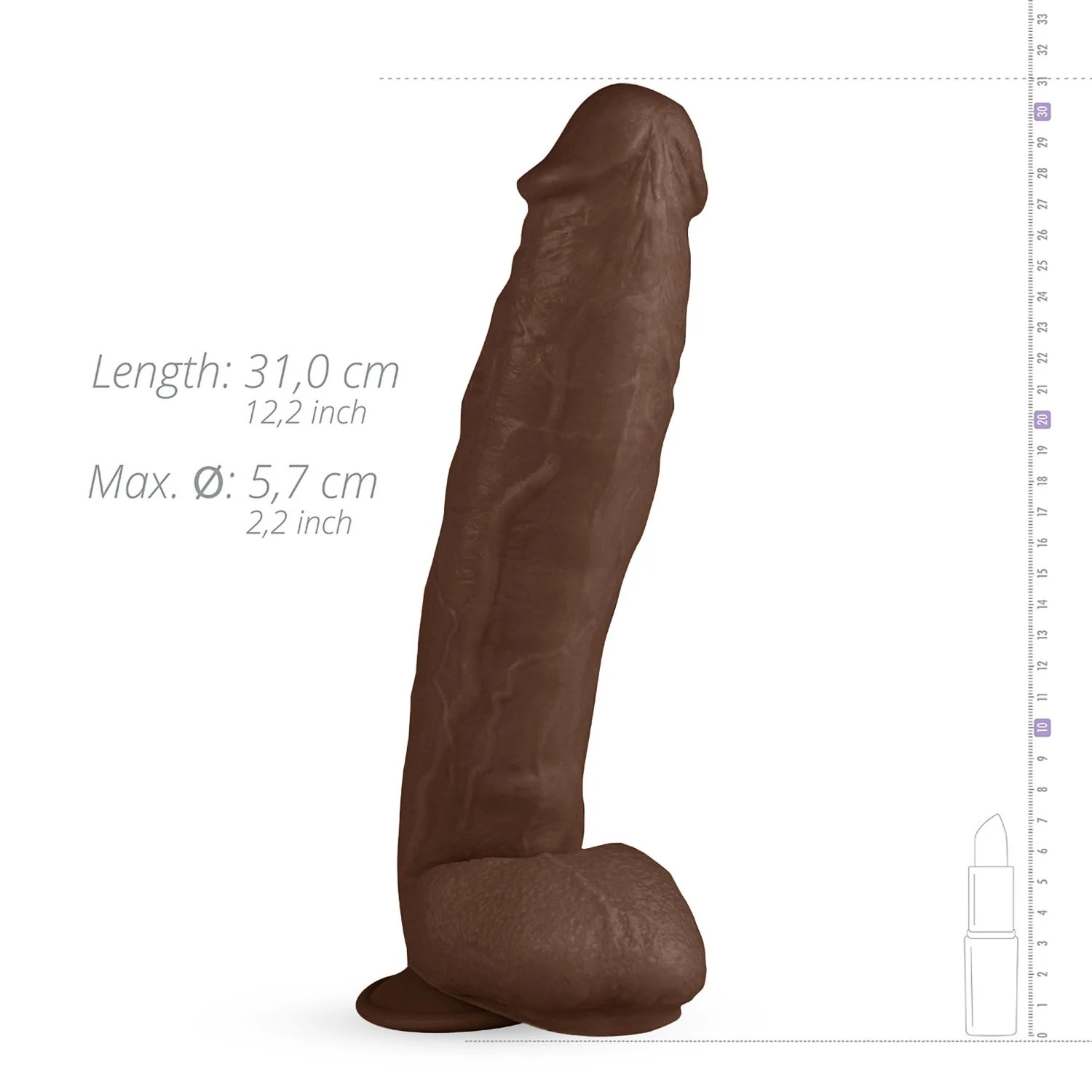 Realistischer Dildo mit starkem Saugnapf zur Befestigung auf glatten Oberflächen