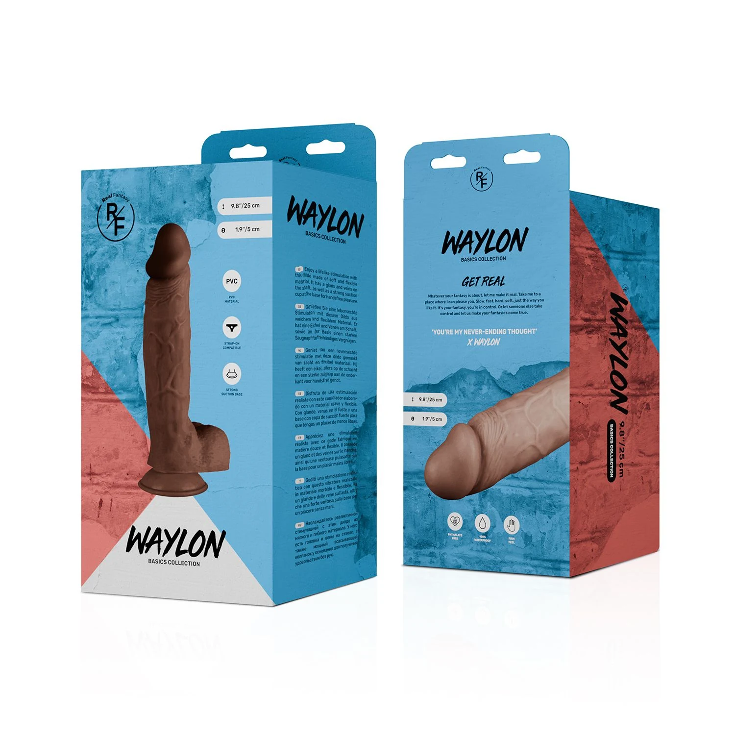 Brauner Dildo Waylon aus der Real Fantasy-Kollektion mit Saugnapf