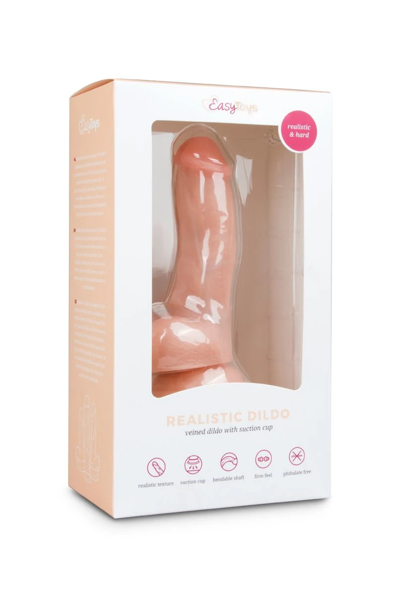 Beiger realistischer Dildo mit abgerundetem Kopf und Hodensack