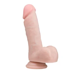 Realistischer Dildo 17,5 cm in Beige mit Saugnapf und Hodensack