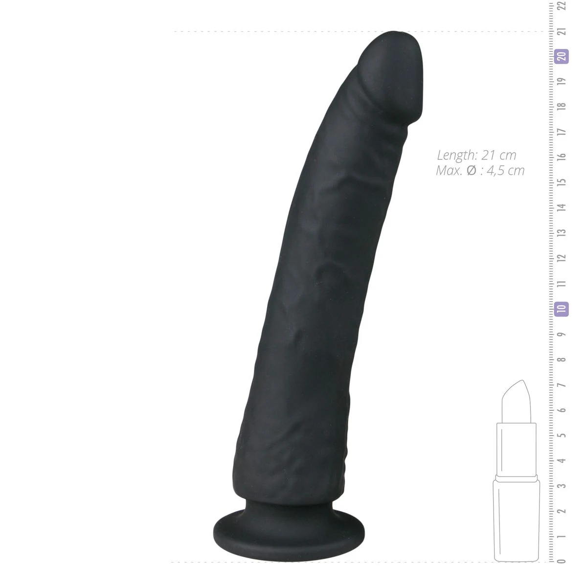 Leicht gebogener realistischer Dildo mit Saugnapf für glatte Oberflächen