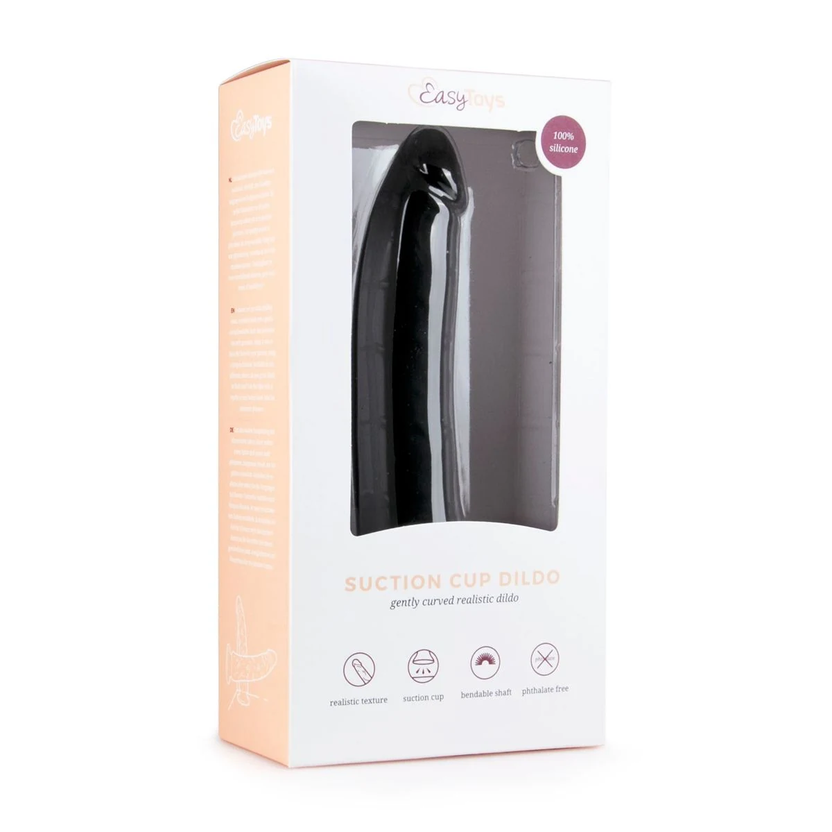 Realistischer Dildo in Schwarz, 210 mm lang und biegsam