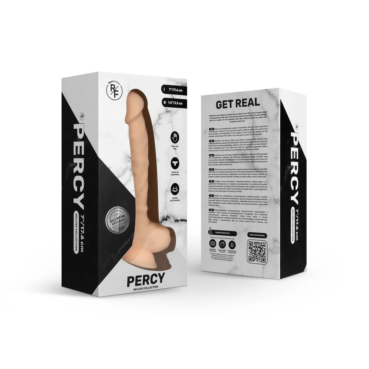 Beiger Percy Dildo aus Silikon und Silexpan mit flexibler Struktur