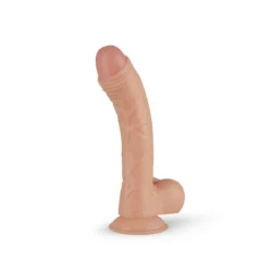 Realistischer Dildo Vince 19,5 cm in Beige mit gebogenem, geädertem Schaft und Saugnapf