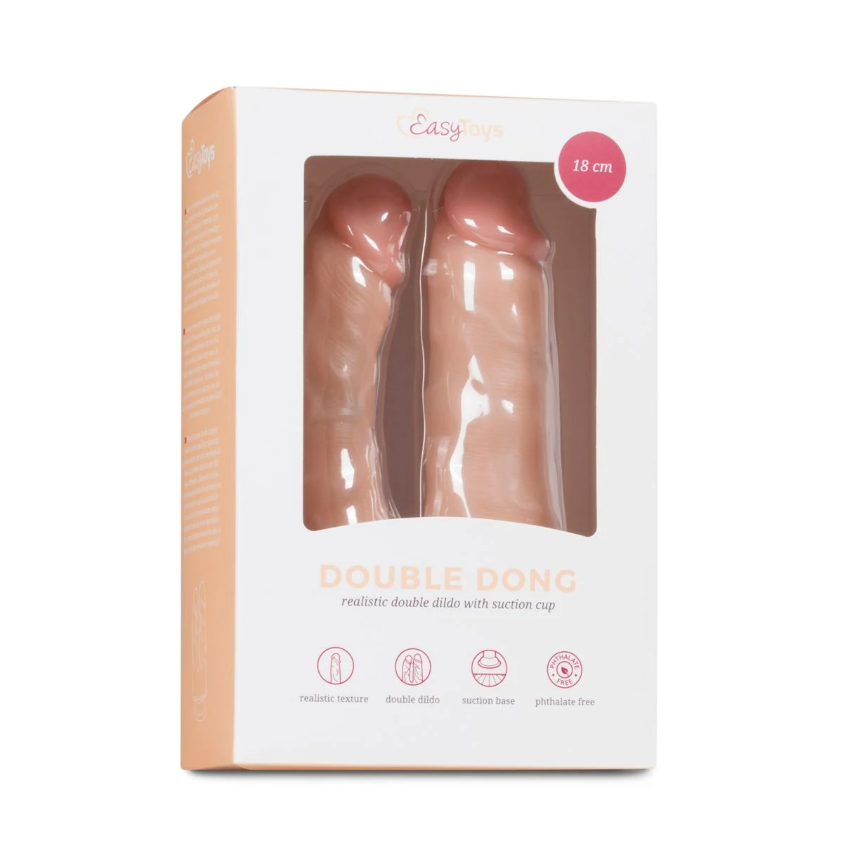 Beiger Doppeldildo mit starkem Saugnapf und realistischem Design