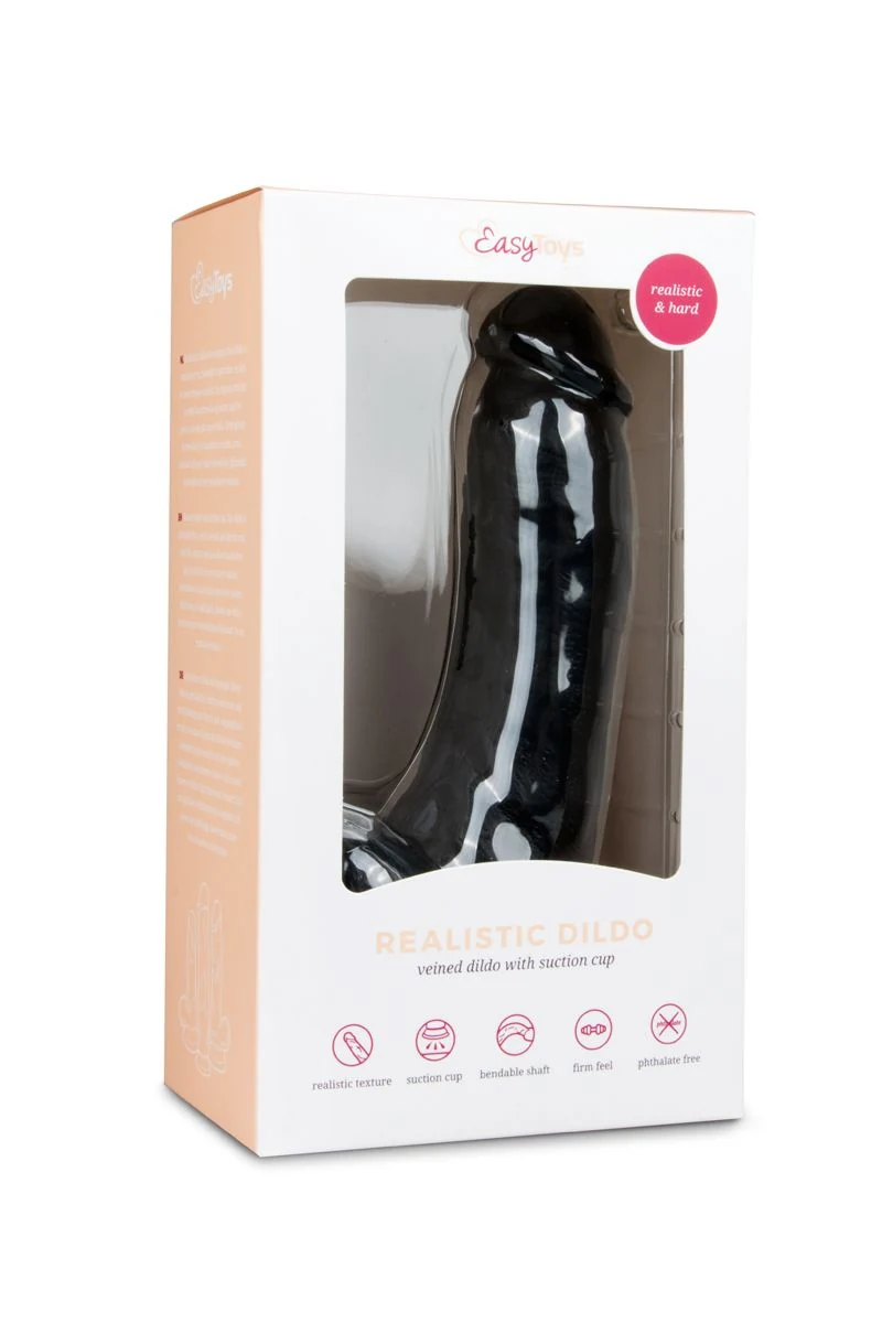 Schwarzer Dildo von Toys Dildo Collection mit rundem Oberteil und Hodensack