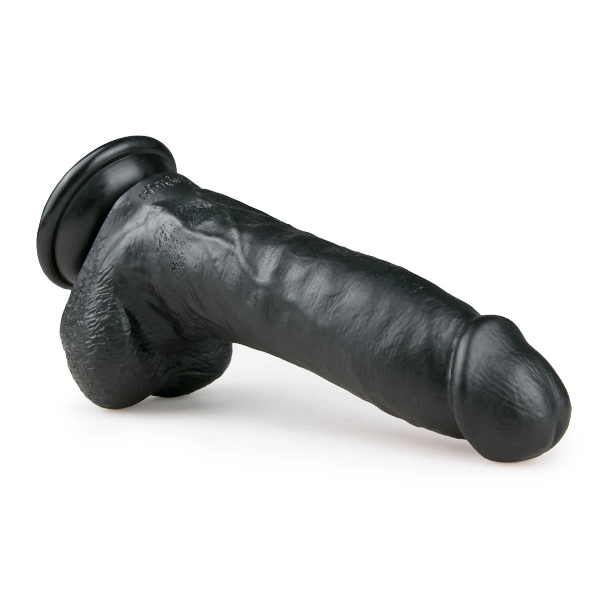 Realistischer Dildo in Schwarz mit kraftvollem Saugnapf für freihändige Nutzung