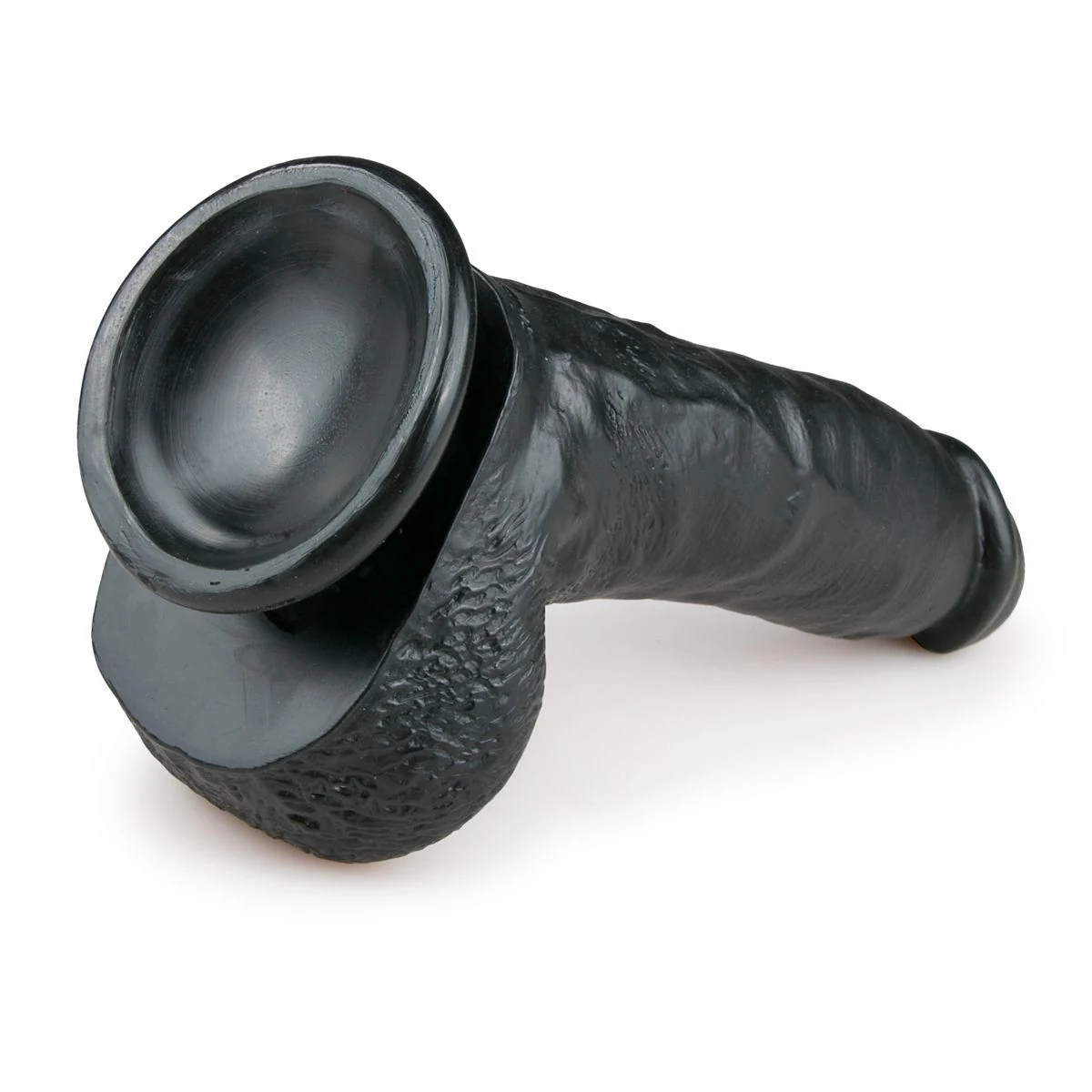 Schwarzer 20 cm Dildo mit biegsamer Form und detailreicher Venenstruktur