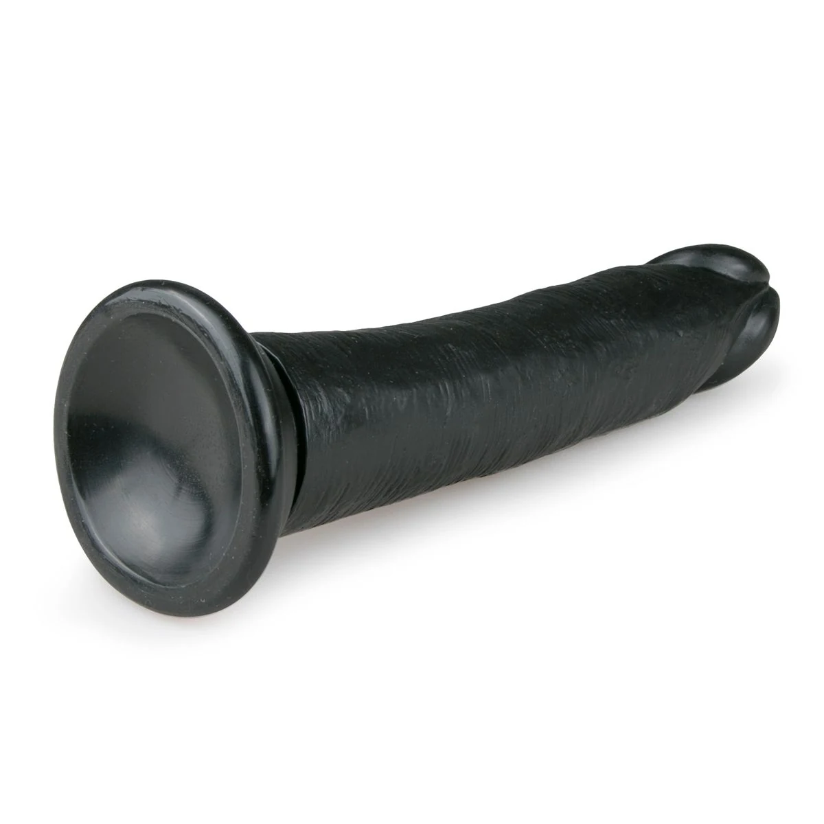 Schwarzer Dildo mit Saugnapf zur Befestigung auf Flächen
