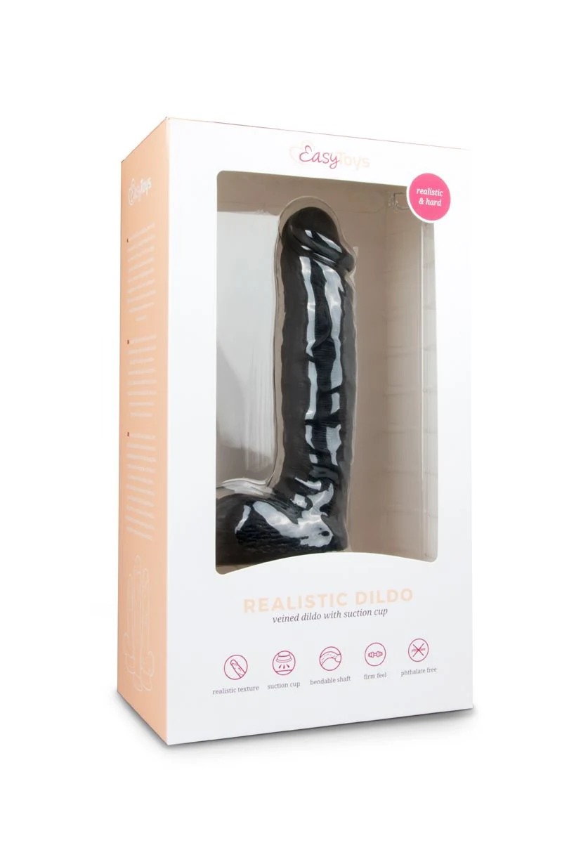 Schwarzer PVC-Dildo mit realistischer Spitze und lebensechten Venen