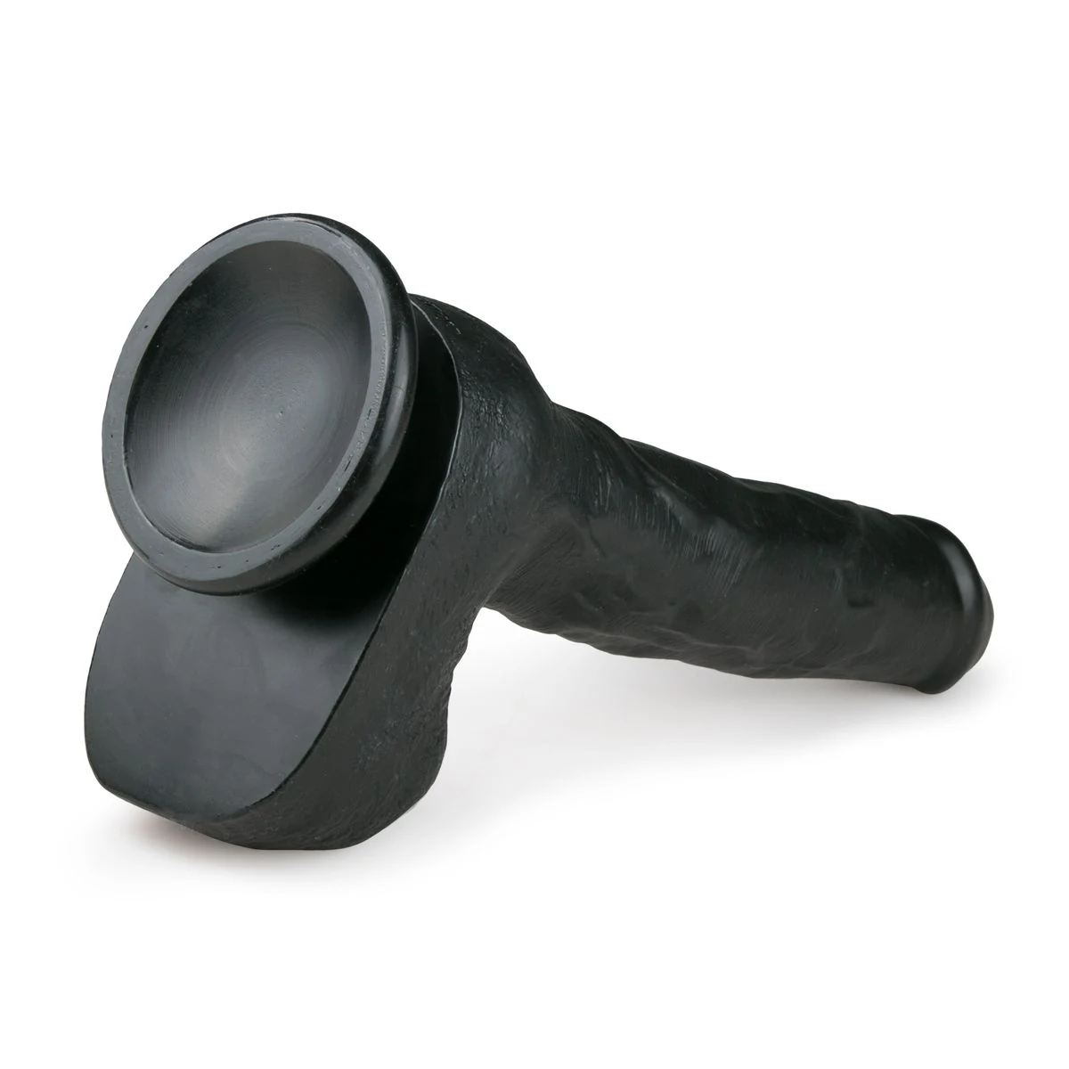 Extra großer schwarzer Dildo mit Saugnapf zur Befestigung auf Flächen