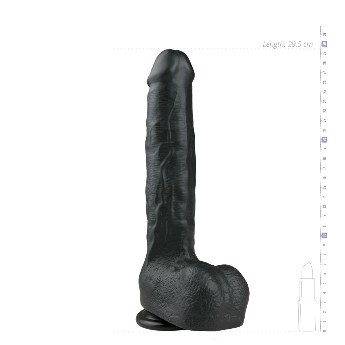 Schwarzer Dildo mit geschmeidiger Struktur für anale und vaginale Stimulation