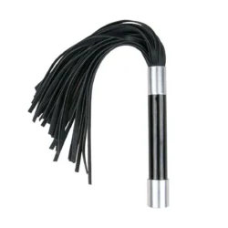 Riemenpeitsche mit Metallgriff von Toys Fetish in Schwarz