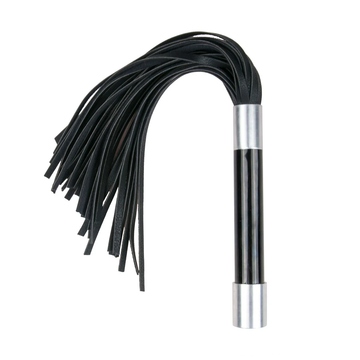 Riemenpeitsche mit Metallgriff von Toys Fetish in Schwarz