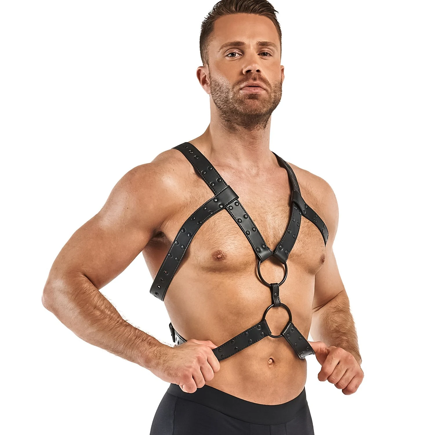 Schwarzes Rocco Harness mit verstellbarem Schultergurt und Taillenband