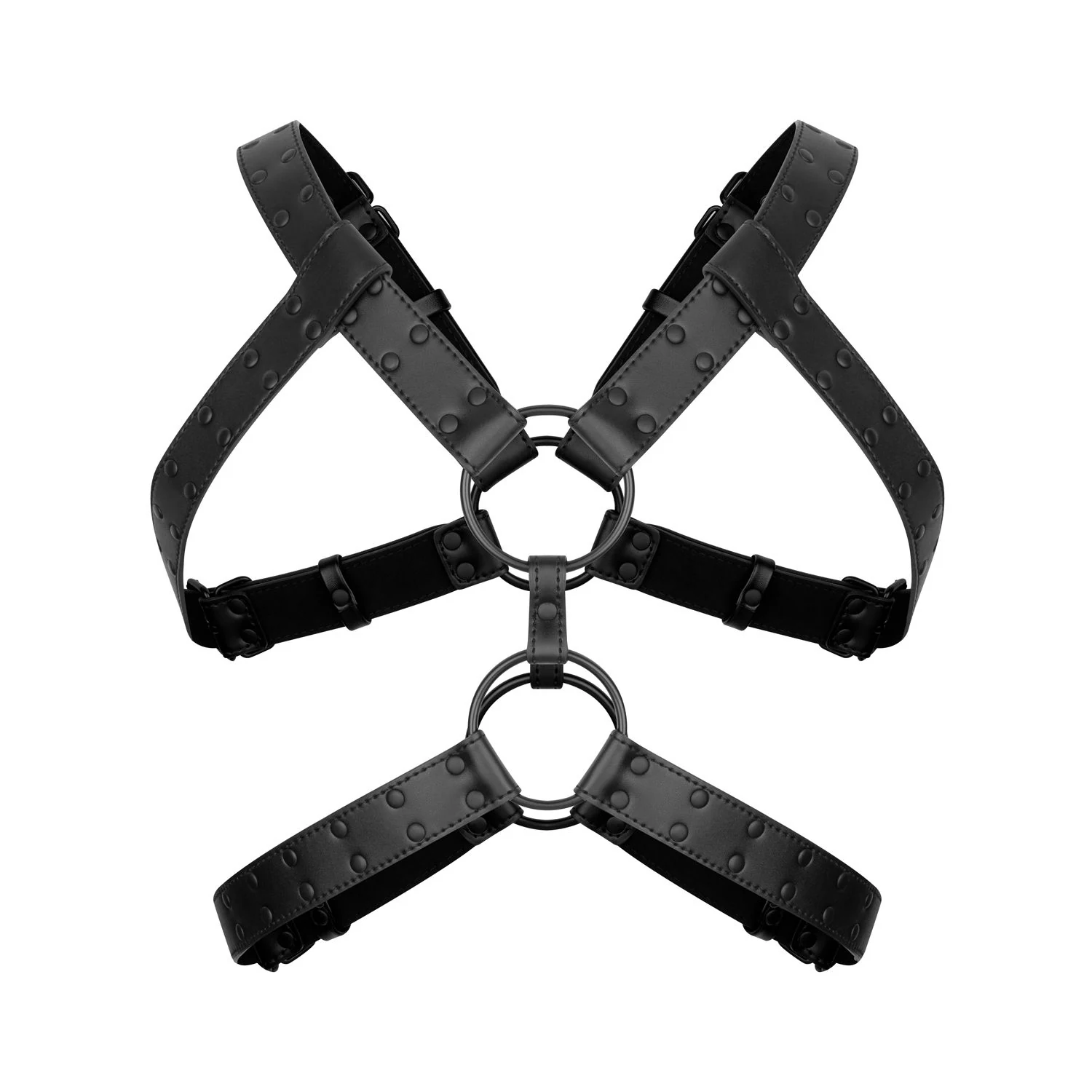 Bondage-Harness Schwarz aus robustem Kunstleder für BDSM-Spiel