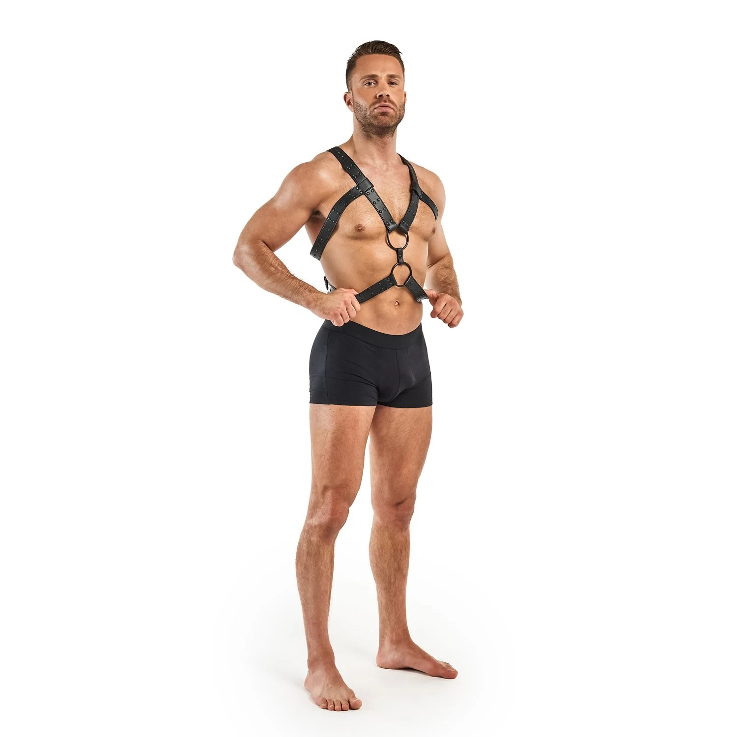 Rocco Harness in Schwarz, großzügig verstellbar für eine gute Passform