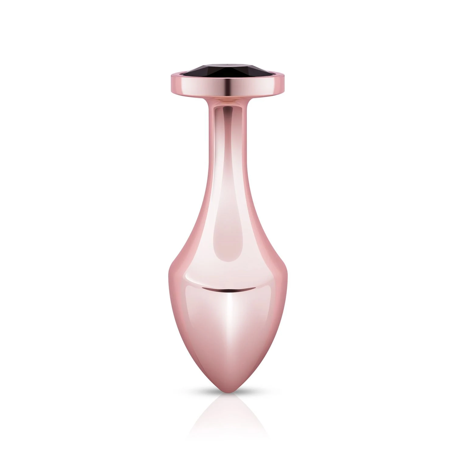 Rosy Gold Analplug Nouveau aus Aluminium mit geometrischem Design und schwarzem Kristall
