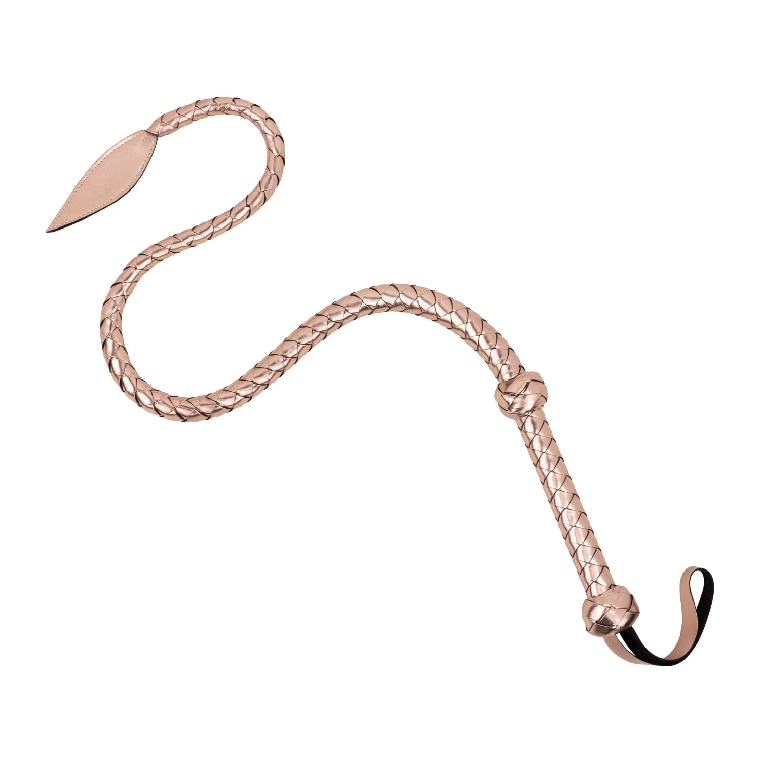 Rosy Gold Peitsche als elegantes BDSM-Accessoire mit geflochtener Optik