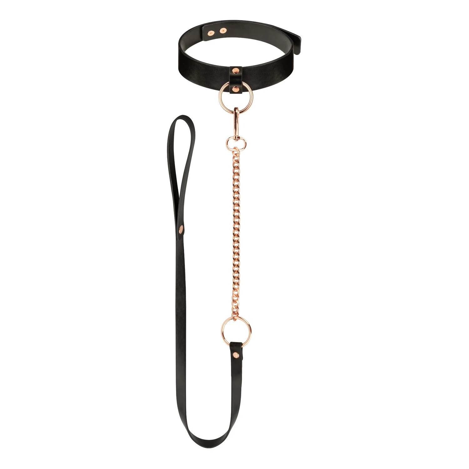 Schwarzes Kunstleder-Halsband von Rosy Gold mit goldenen Details