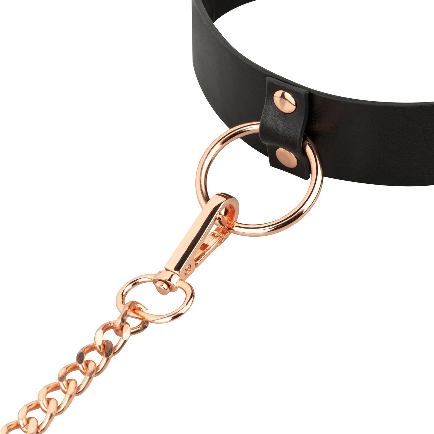 BDSM Halsband mit Leine von Rosy Gold in Schwarz und Gold