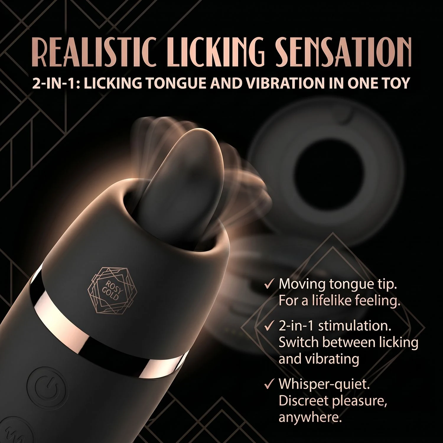 Schwarzer Leckstimulator von Rosy Gold mit kompakter Form