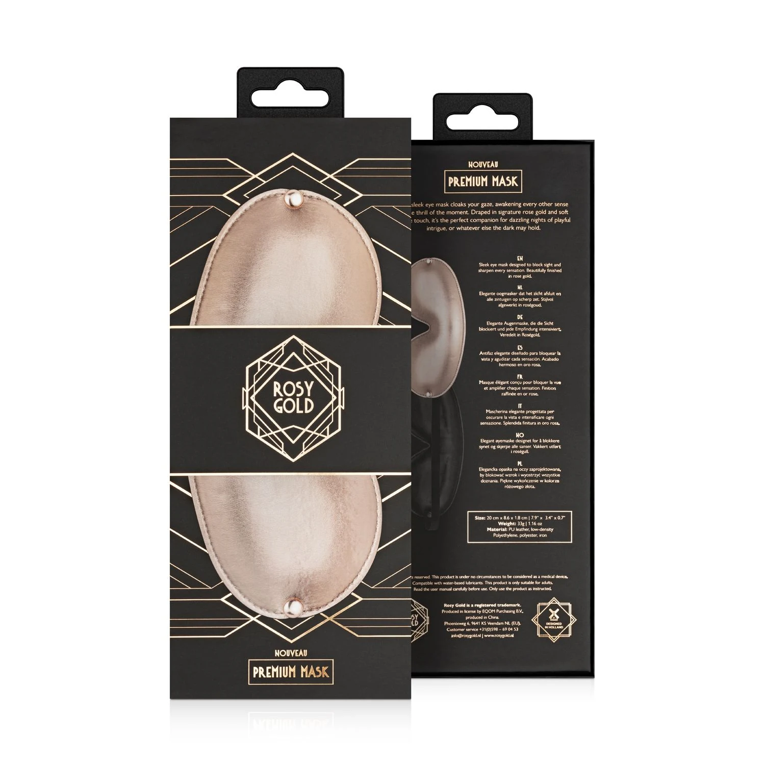 Rosy Gold Premium Maske Roségold mit elegantem Look
