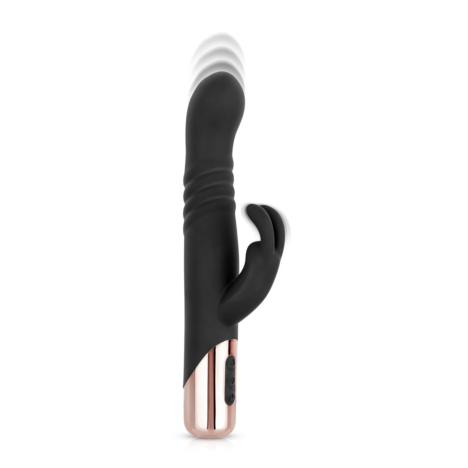 Rosy Gold Rabbit Vibrator mit Stoßfunktion in Schwarz und Roségold