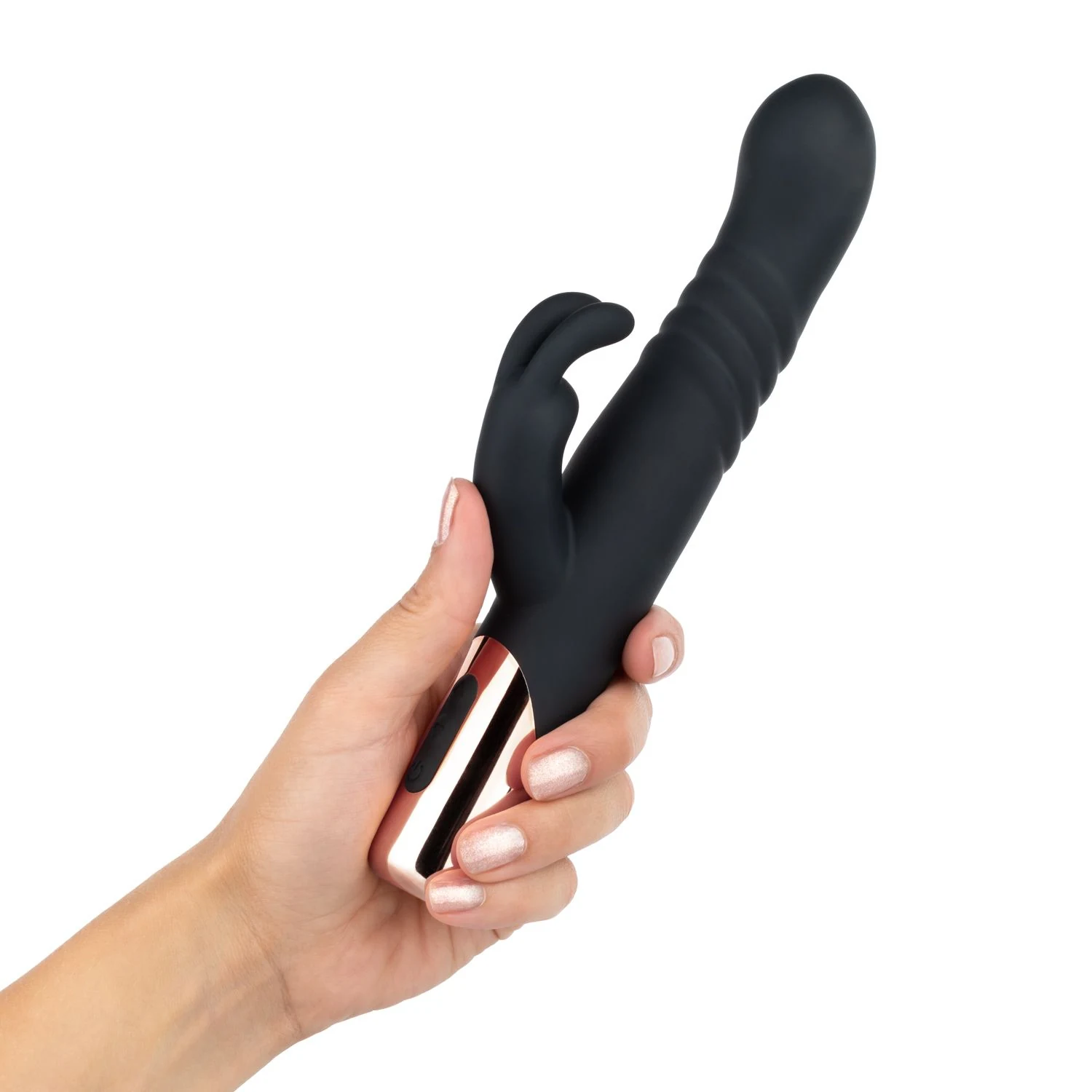 Schwarzer Rabbit Vibrator von Rosy Gold mit roségoldenen Details