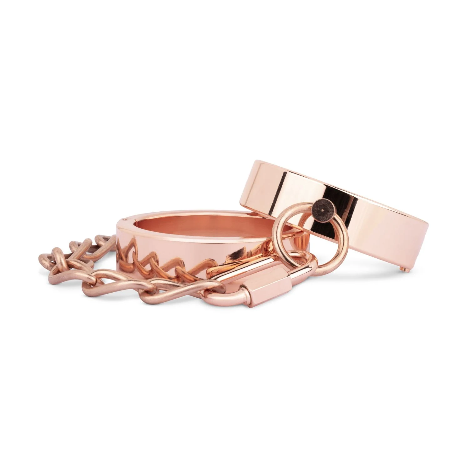 Rosy Gold Handschellen mit glatter Metalloberfläche und roségoldenem Finish