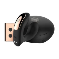 Rosy Gold tragbarer Vibrator in Schwarz mit Ladeetui