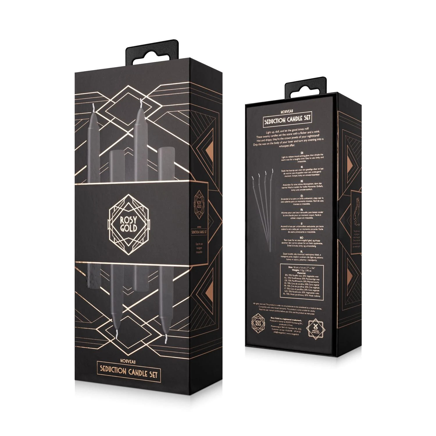 Schwarzes Seduction Candle Set von Rosy Gold für intime Momente im Kerzenlicht