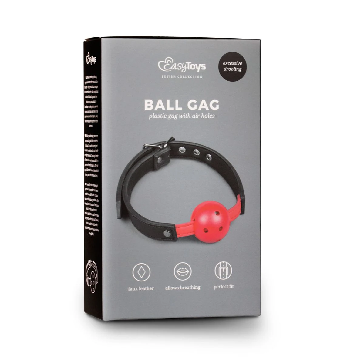 Kugelknebel in Rot mit glattem Ball und Luftlöchern für Bondage