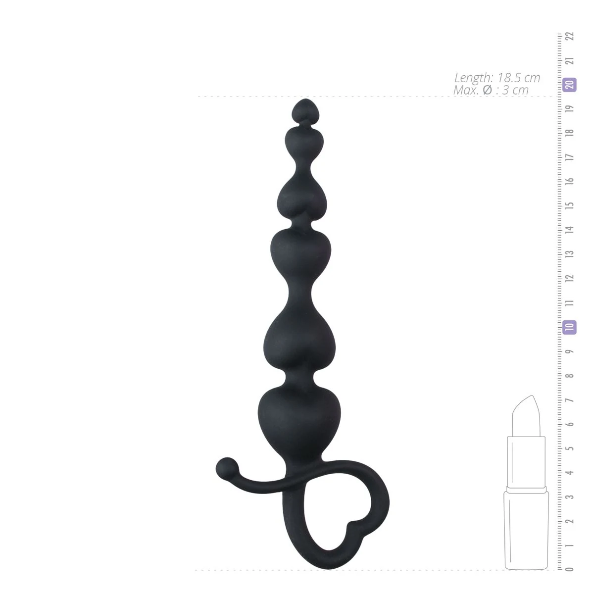 Kette mit herzförmigen Analkugeln, minimal 5 mm bis maximal 30 mm Durchmesser