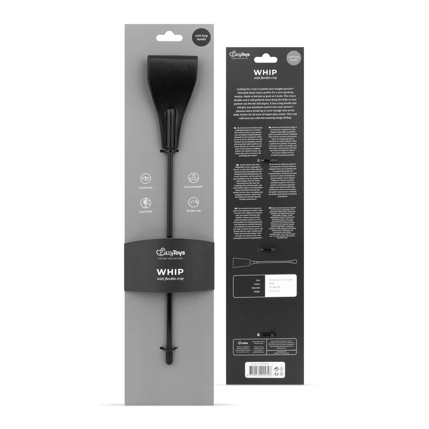 Toys Fetish schwarze Peitsche für Impact-Play mit biegsamem, robustem Material