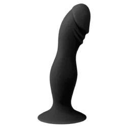 Schwarzer Anal-Dildo mit Saugnapf aus Silikon in halb-realistischem Design