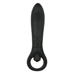 Schwarzer Analvibrator 15,5 cm aus Silikon mit gebogenem Design