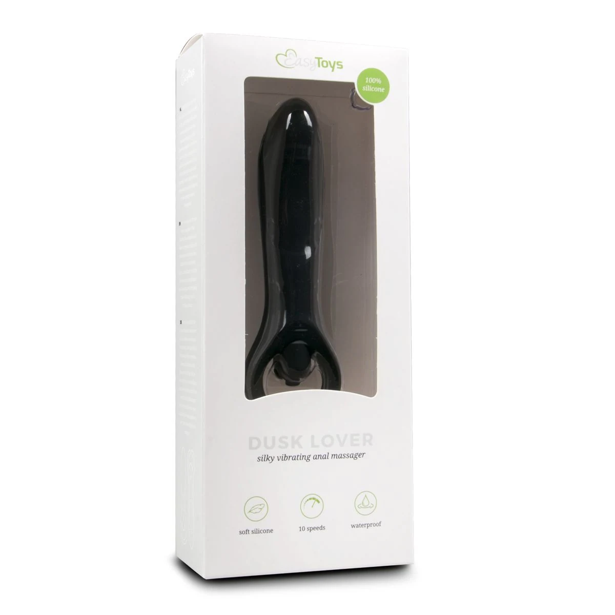 Analvibrator in Schwarz mit seidenweichem Silikon und Druckknopf
