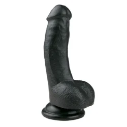 Schwarzer Dildo mit Saugnapf 15 cm in realistischer Form