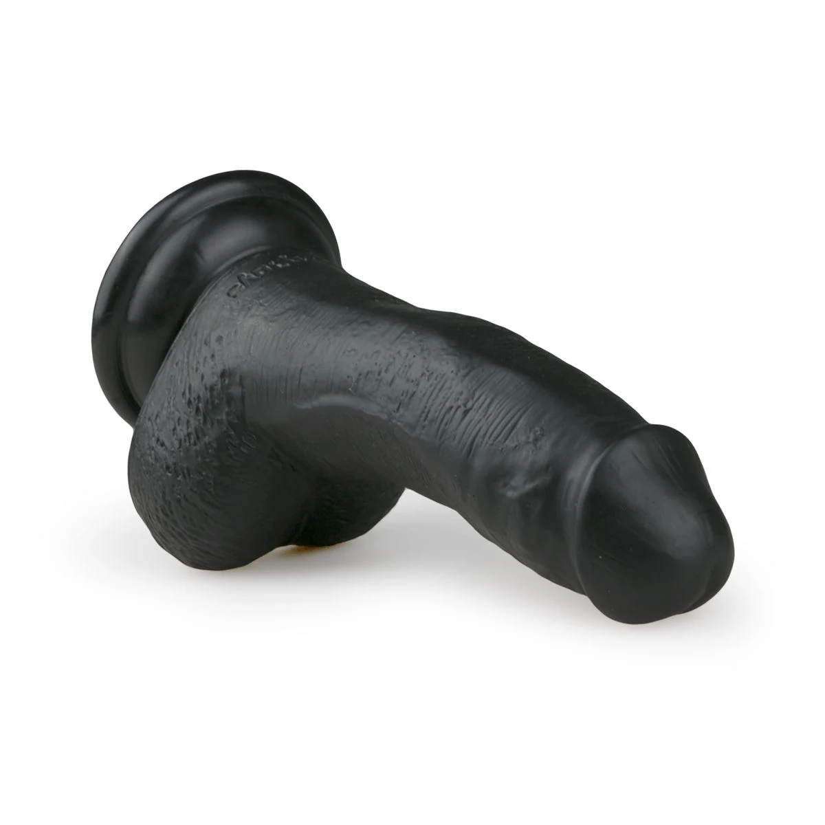Schwarzer Dildo mit Saugnapf und strukturierter Schaftansicht