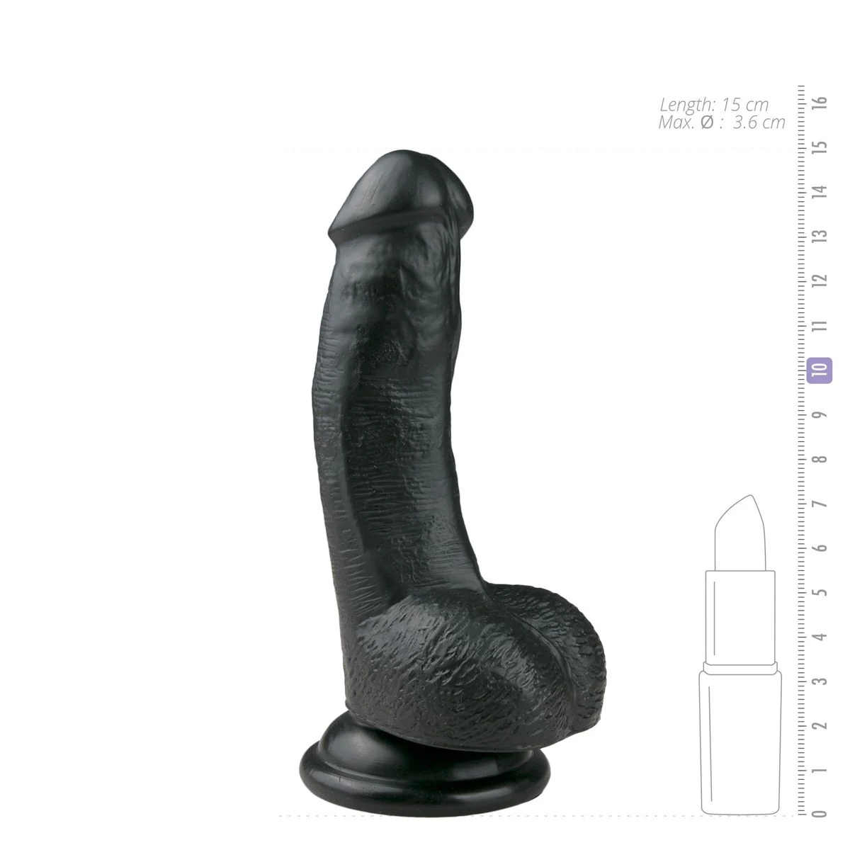 Schwarzer realistischer Dildo für Unisex mit Saugnapf