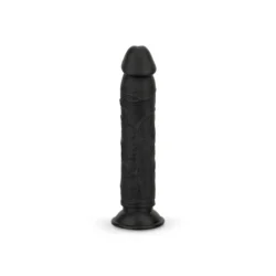 Schwarzer Dildo mit Saugnapf, 22,5 cm Länge und aderigem Schaft