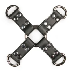 Schwarzer Hog Tie aus Kunstleder von Toys Fetish Collection mit Metallnieten